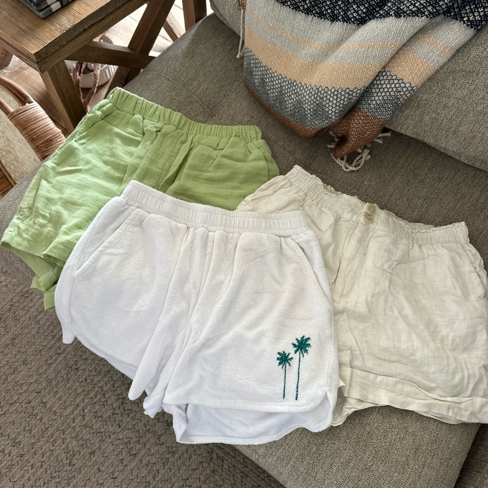 Princess Polly Green, White, Cream Athletic Shorts- YLLW white shorts